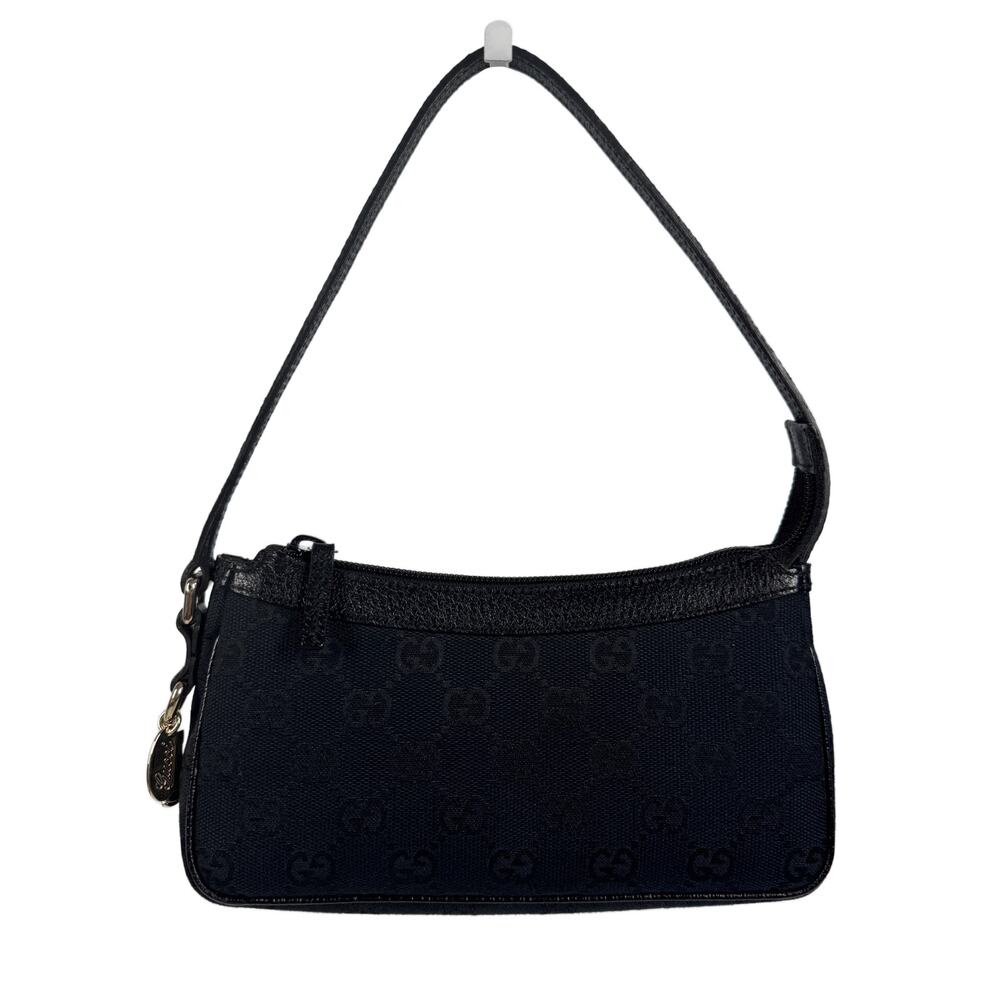 Gucci Vintage Black GG Monogram Mini Charmy Shoulder Pochette Bag